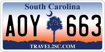 SC license plate AOY663