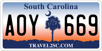 SC license plate AOY669