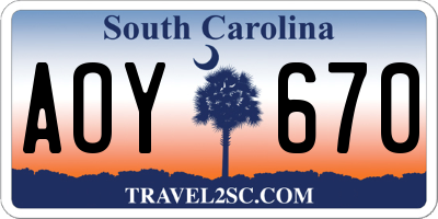 SC license plate AOY670