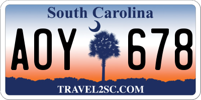 SC license plate AOY678