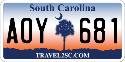 SC license plate AOY681