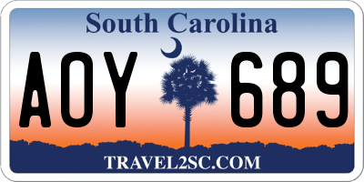 SC license plate AOY689