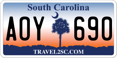 SC license plate AOY690