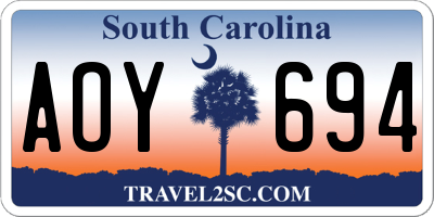 SC license plate AOY694