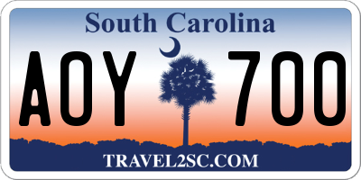 SC license plate AOY700