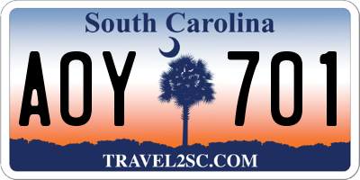 SC license plate AOY701