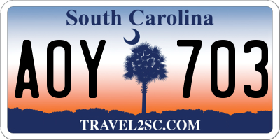 SC license plate AOY703
