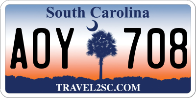 SC license plate AOY708