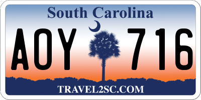 SC license plate AOY716