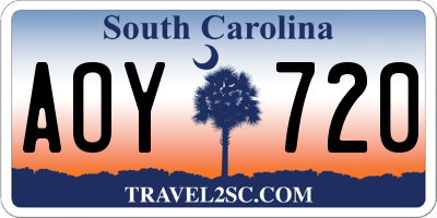 SC license plate AOY720