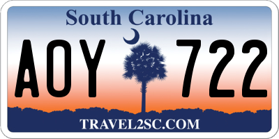 SC license plate AOY722