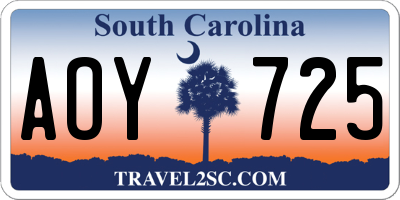 SC license plate AOY725