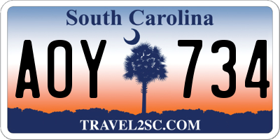 SC license plate AOY734