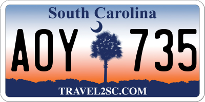 SC license plate AOY735