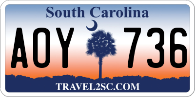 SC license plate AOY736