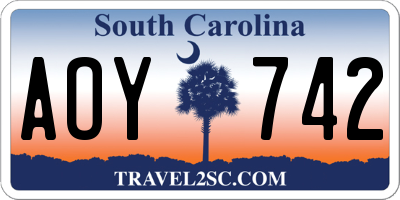 SC license plate AOY742