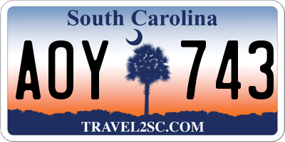 SC license plate AOY743