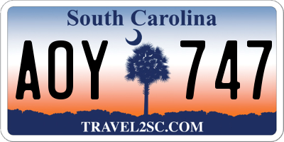 SC license plate AOY747
