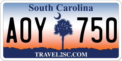 SC license plate AOY750