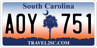 SC license plate AOY751