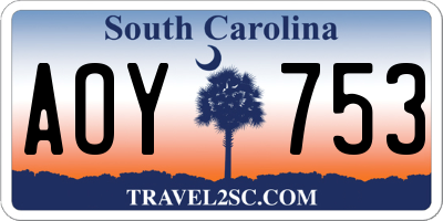 SC license plate AOY753