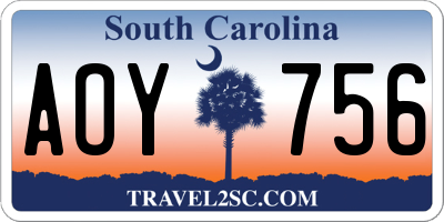 SC license plate AOY756