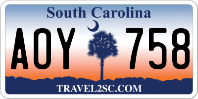 SC license plate AOY758
