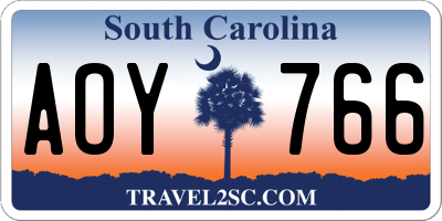 SC license plate AOY766