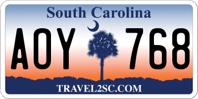 SC license plate AOY768