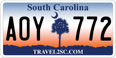 SC license plate AOY772