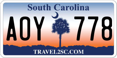 SC license plate AOY778