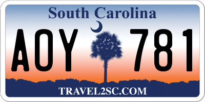 SC license plate AOY781
