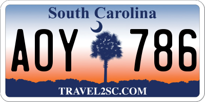 SC license plate AOY786