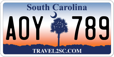 SC license plate AOY789