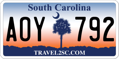 SC license plate AOY792