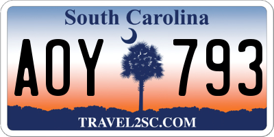 SC license plate AOY793