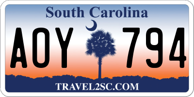 SC license plate AOY794