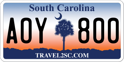 SC license plate AOY800
