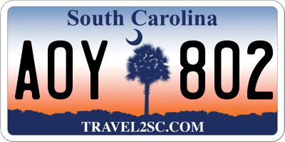 SC license plate AOY802