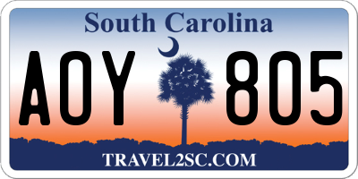 SC license plate AOY805