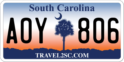 SC license plate AOY806