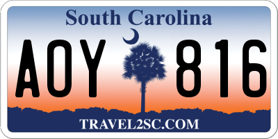 SC license plate AOY816