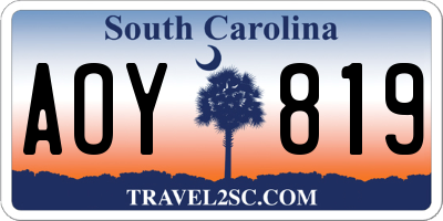 SC license plate AOY819