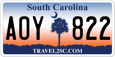 SC license plate AOY822