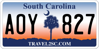 SC license plate AOY827