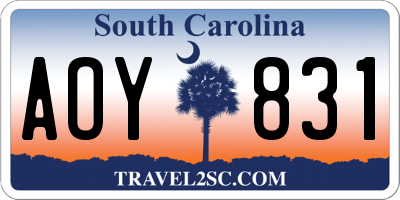 SC license plate AOY831