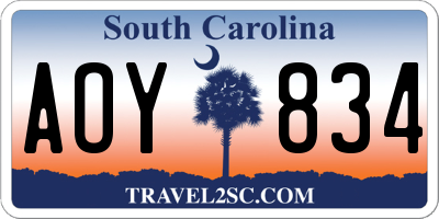 SC license plate AOY834