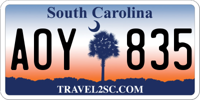 SC license plate AOY835