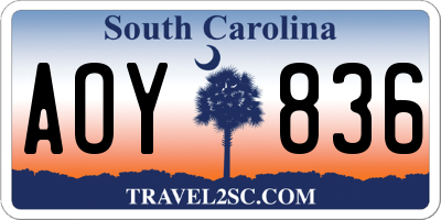 SC license plate AOY836