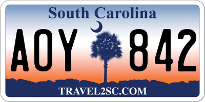 SC license plate AOY842